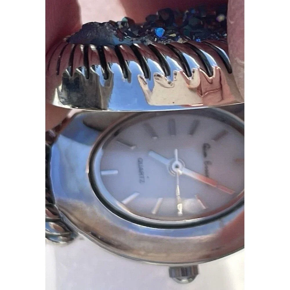 Gem Essence Women’s Wrist Watch Cover Flip Over Face Druzy Sparkle Bejeweled
